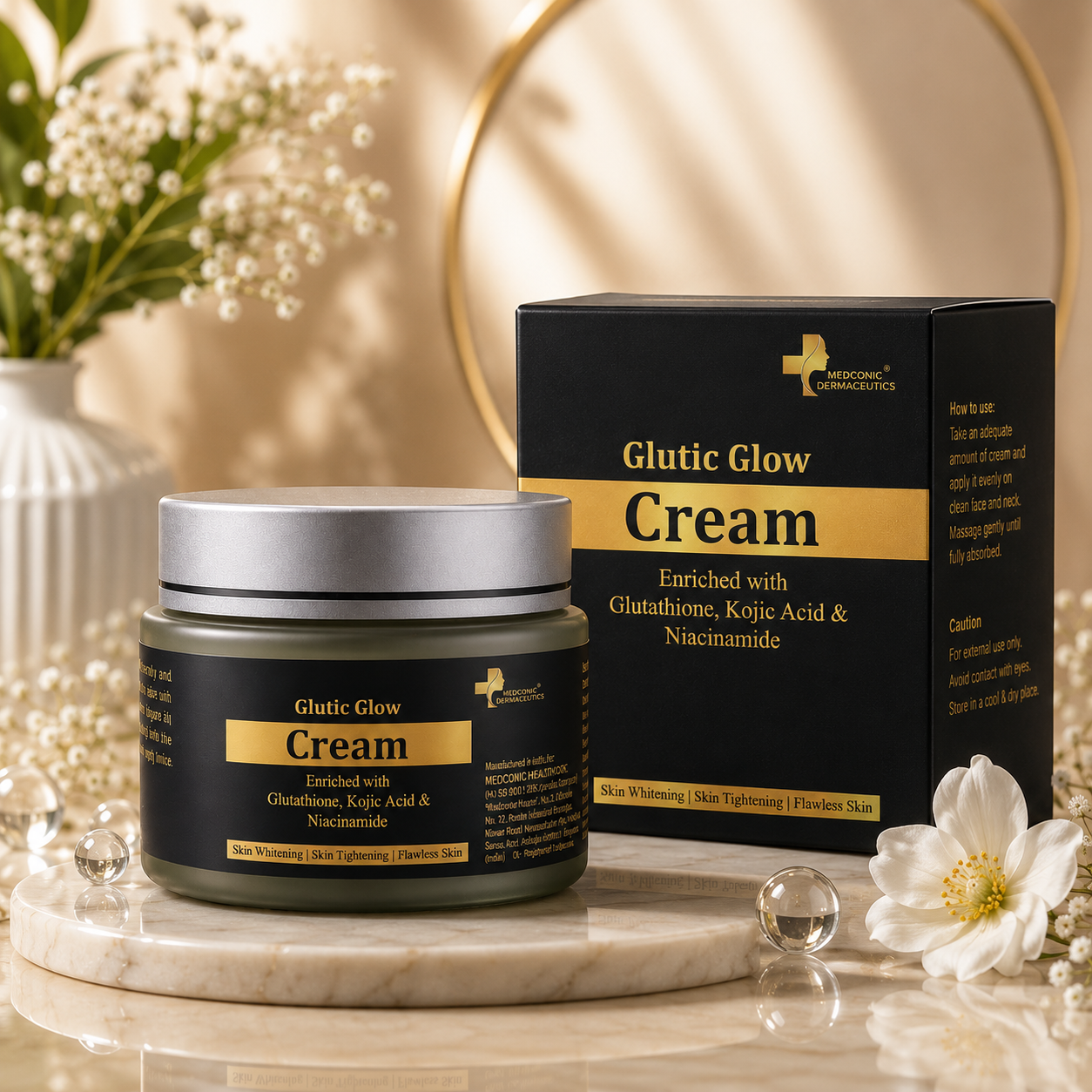 Glutic Glow Cream with Glutathione, Kojic Acid & Niacinamide – 50 g