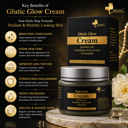 Glutic Glow Cream with Glutathione, Kojic Acid & Niacinamide – 50 g