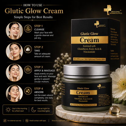 Glutic Glow Cream with Glutathione, Kojic Acid & Niacinamide – 50 g