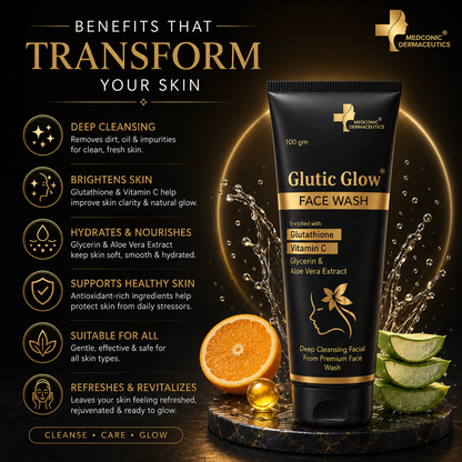 Glutic Glow Face Wash with Glutathione & Vitamin C – 100 g