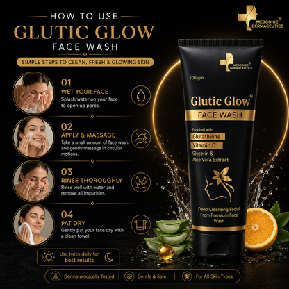 Glutic Glow Face Wash with Glutathione & Vitamin C – 100 g