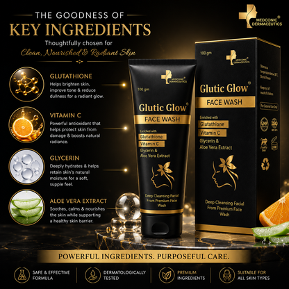 Glutic Glow Face Wash with Glutathione & Vitamin C – 100 g