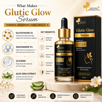 Glutic Glow Serum with Glutathione 2% & Niacinamide 5% – 30 ml